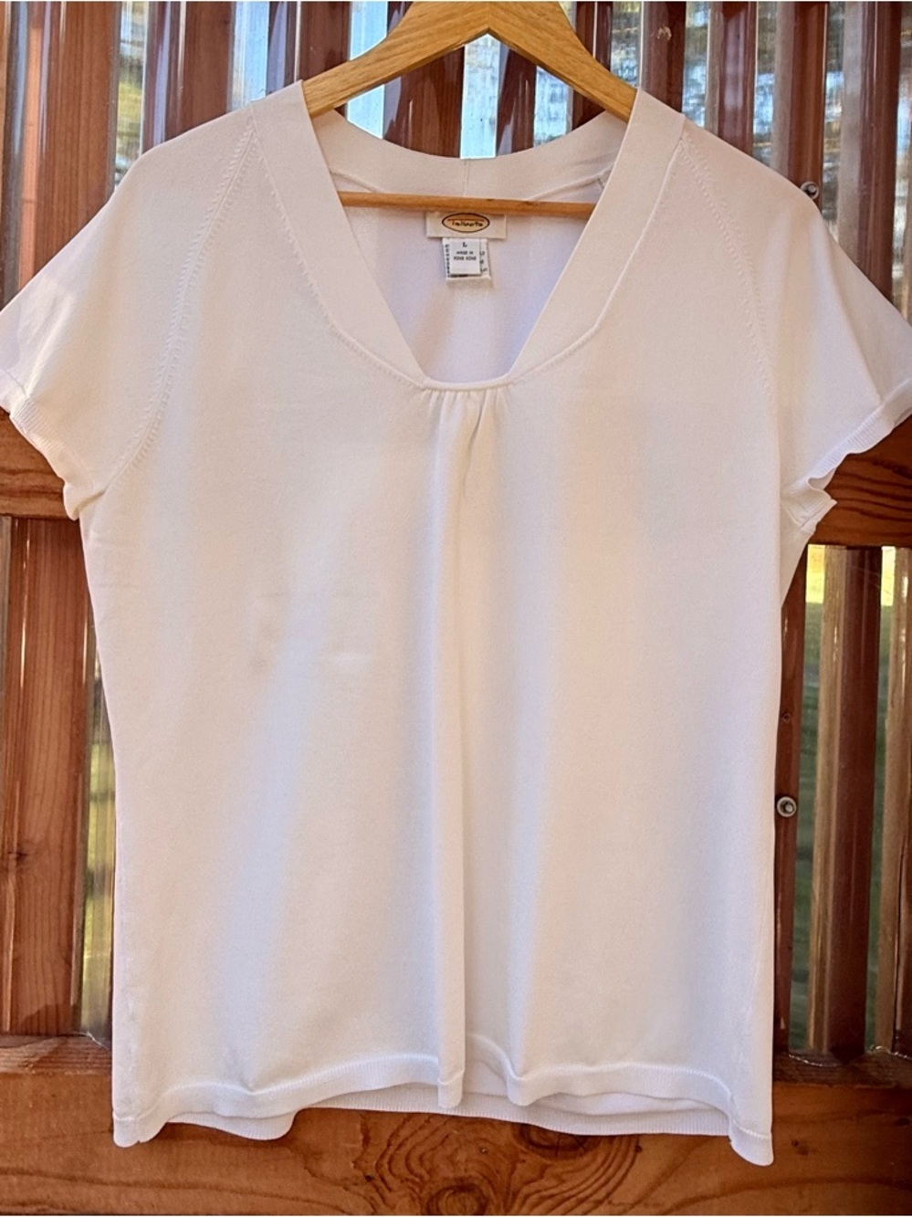 Talbots White Blouse Short Sleeve Classic Work Top Lightweight